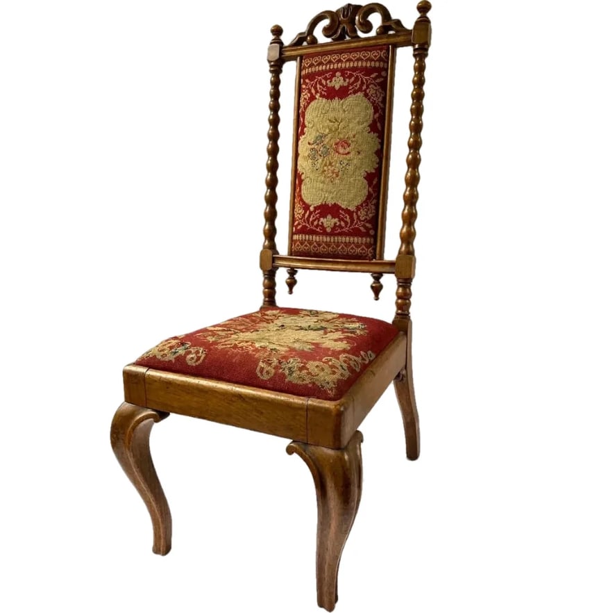 English Jacobean Revival Needlework Child's Chair (1 of 7)