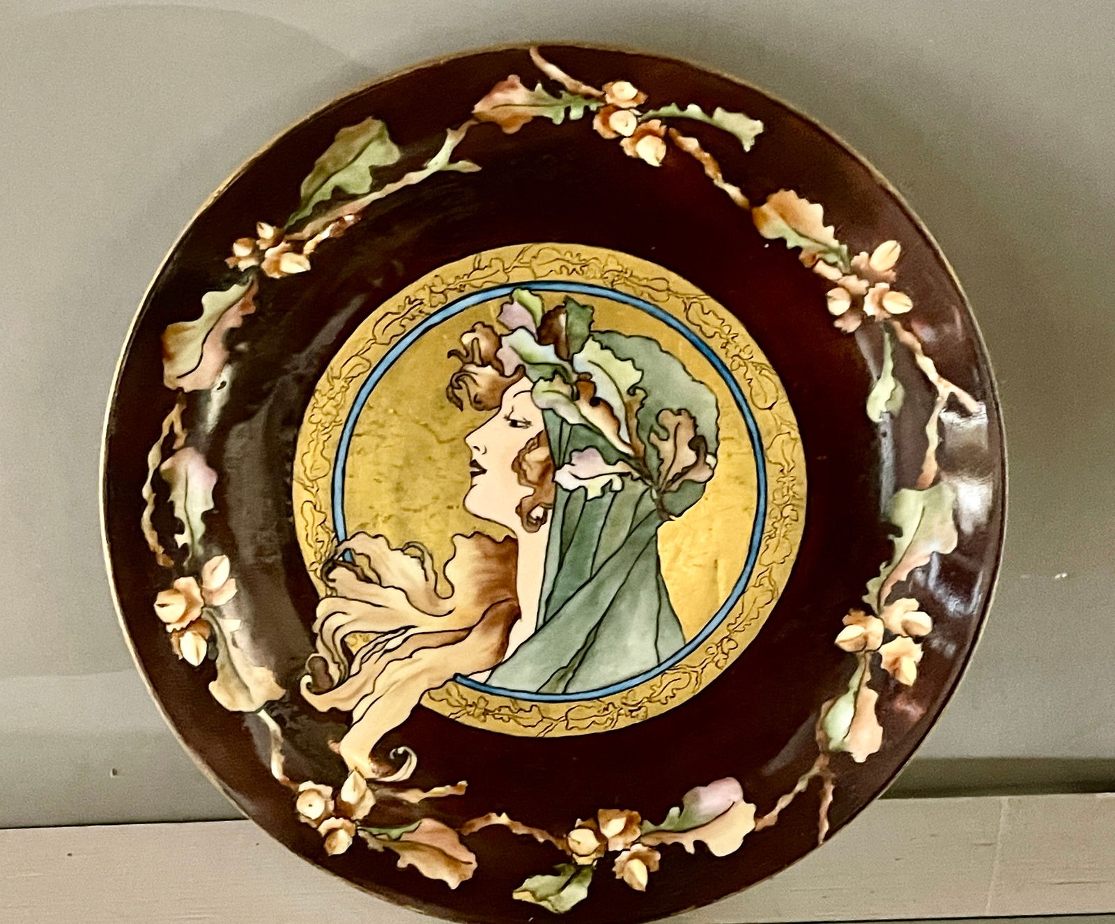 Art Nouveau Portrait Porcelian Plate (1 of 3)