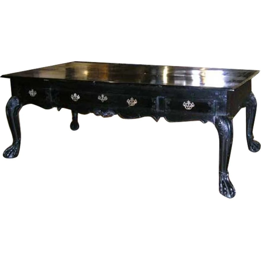 Important Large Indo-Portuguese Ebonized Teak Desk (1 of 14)