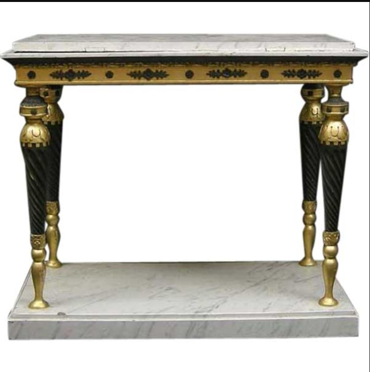 Swedish Gustavian Gilt Ebonized Marble Console Table 18th century (1 of 7)