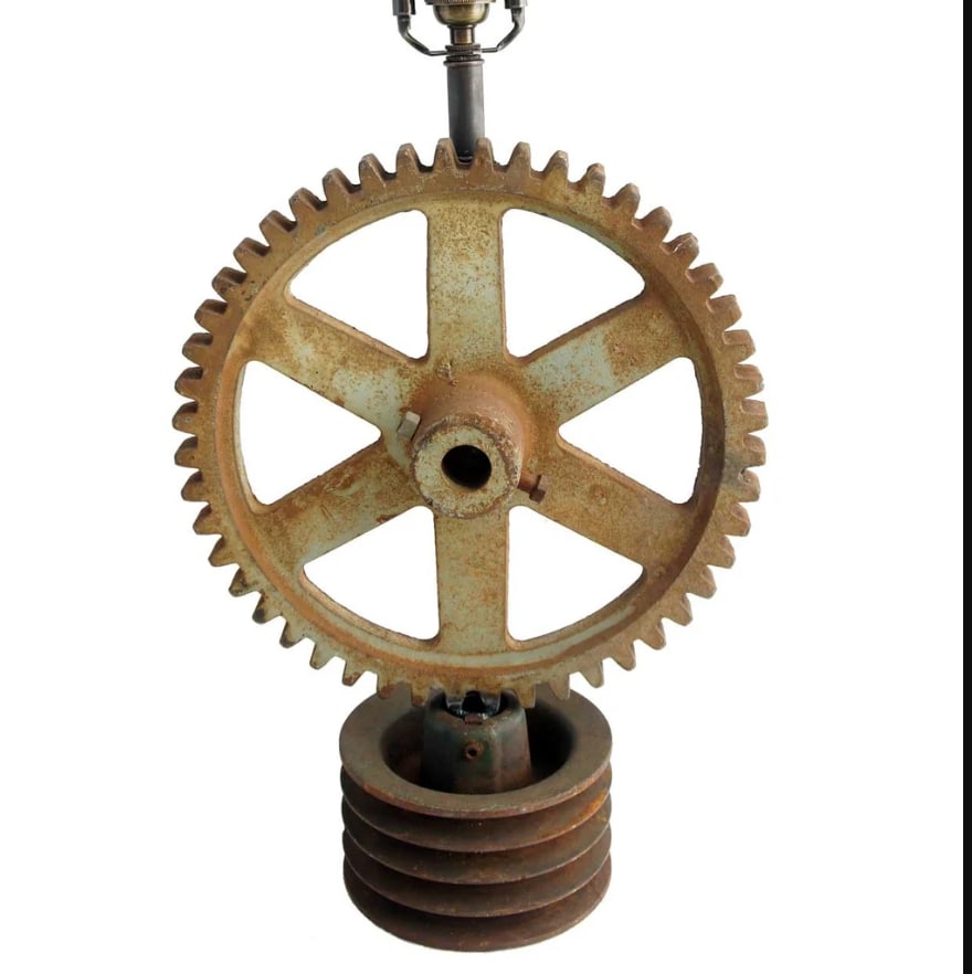 Vintage American Industrial Cast Iron Table Lamp (1 of 4)