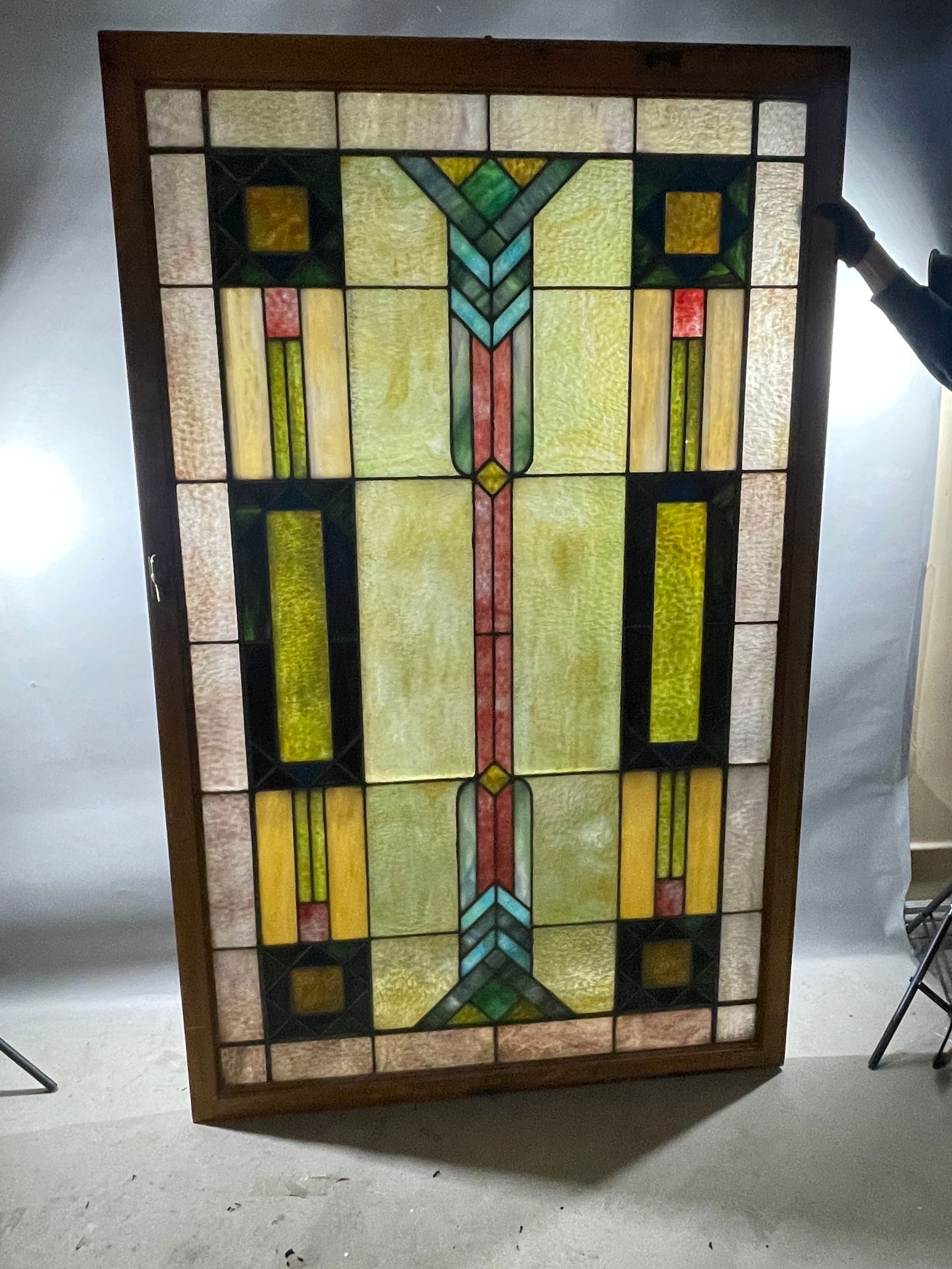 1920's Arts & Crafts Style Stain Glass Window (1 of 3)