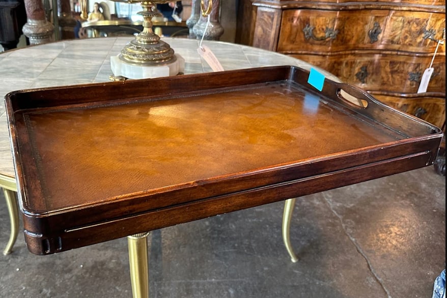 Vintage American John-Richard Fine Furniture Rectangular Leather Tray 28-inch (1 of 3)