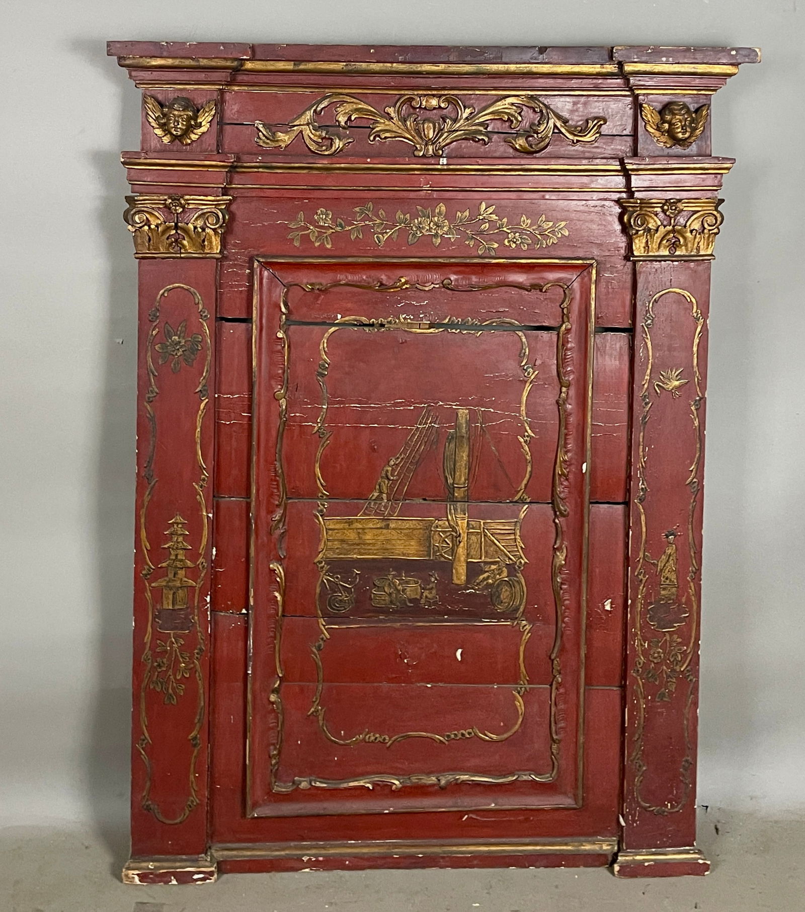 European Baroque Revival Gilt and Red Architectural Wall Panel 19th century (1 of 2)