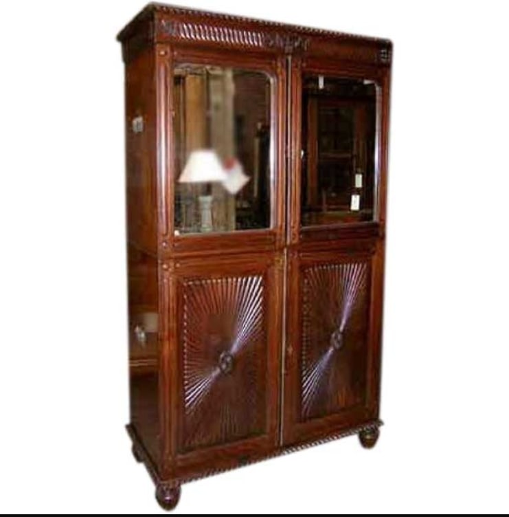 Anglo Indian Campaign Rosewood Mirrored Linen Press Cabinet (1 of 8)