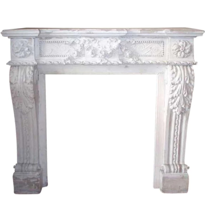 Small French Louis XVI White Limestone Fireplace Surround 18th century (1 of 9)