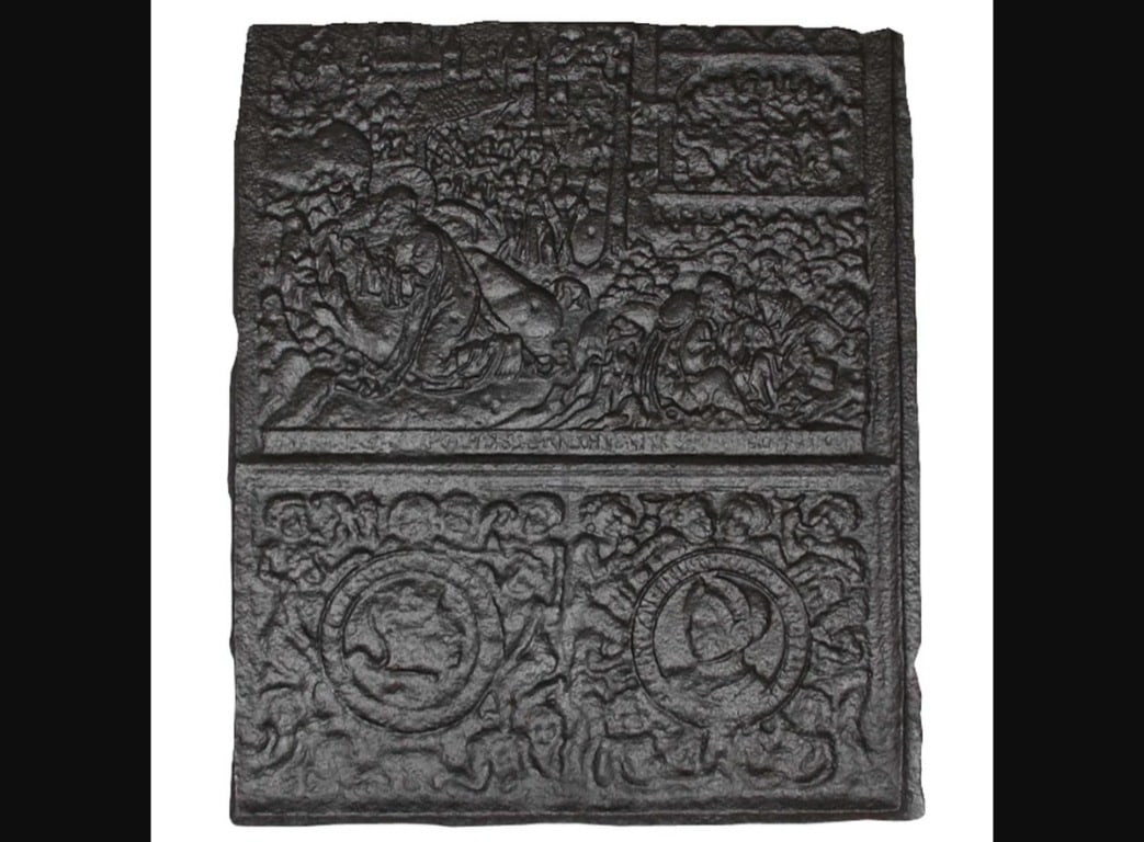 Large Early Swedish Cast Iron Stove Plate 16th century (1 of 4)