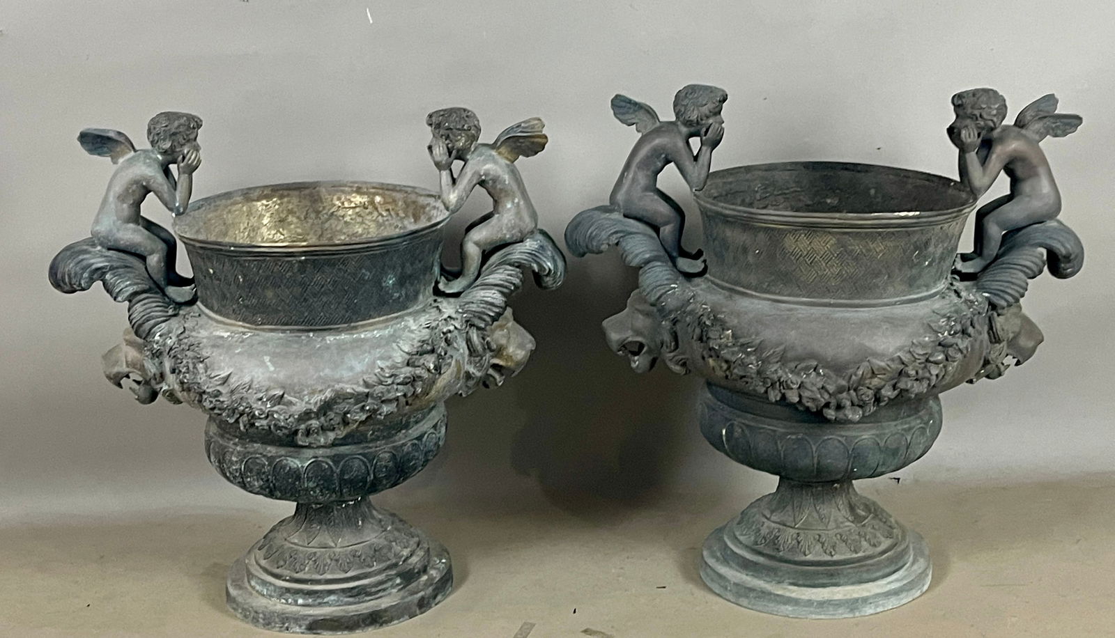 Pair of Bronze French Ornate Garden Urns (1 of 4)