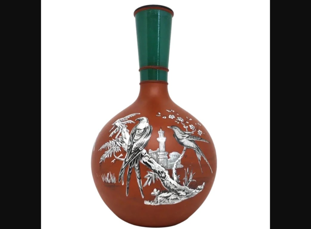 English Ridgway, Sparks, & Ridgway Water Terracotta Ware Bottle 1870s (1 of 5)