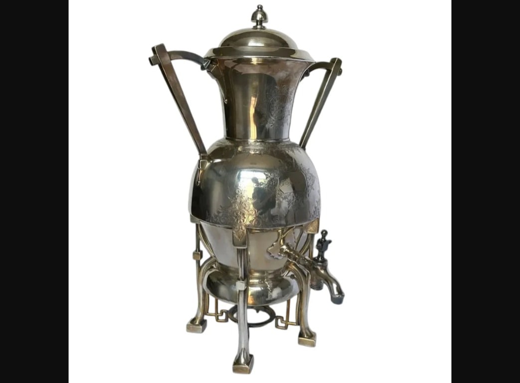 American Webster Silverplate Hot Water Urn on Stand (1 of 8)