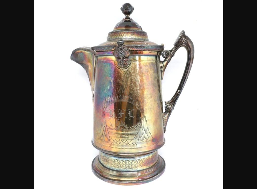 American Victorian Reed and Barton Silverplate Porcelian Water Pitcher (1 of 7)