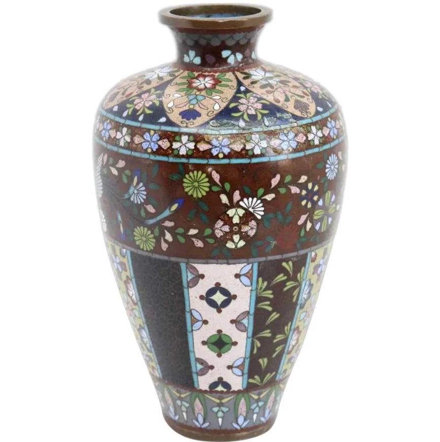 Small Japanese Meiji Cloisonne Enamel 1890s Vases and Miniature Teapot (3 pieces) (1 of 11)