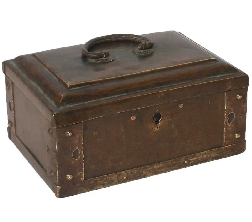 Small Indian Patinated Brass Spice Box (1 of 2)