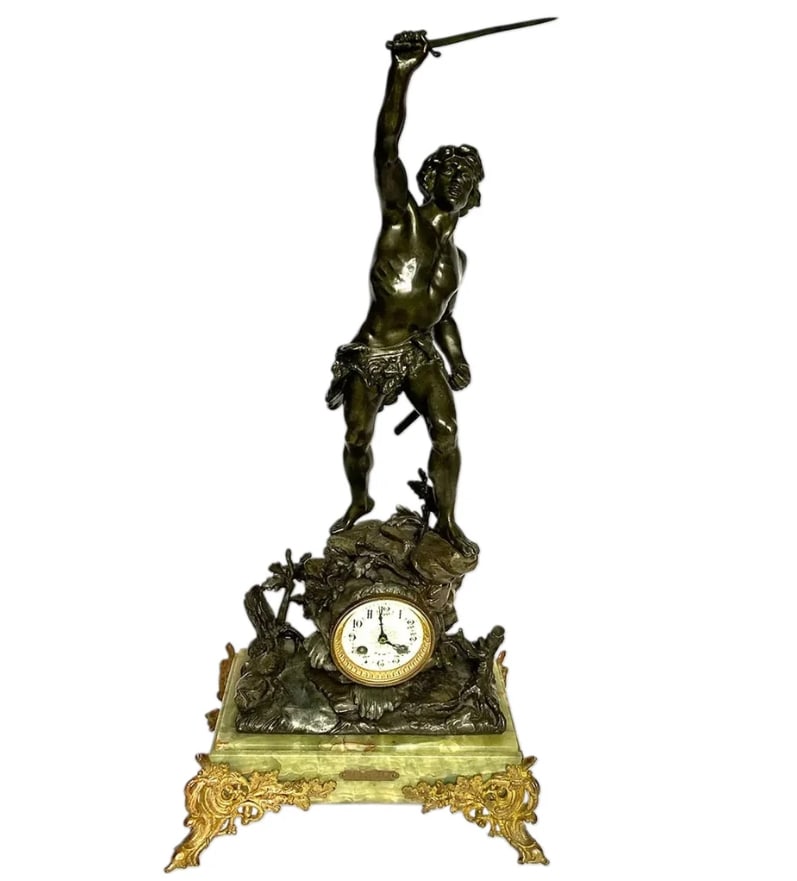 French Baillon St. Quentin Vincenti Spelter and Onyx Clock 1890s (1 of 11)