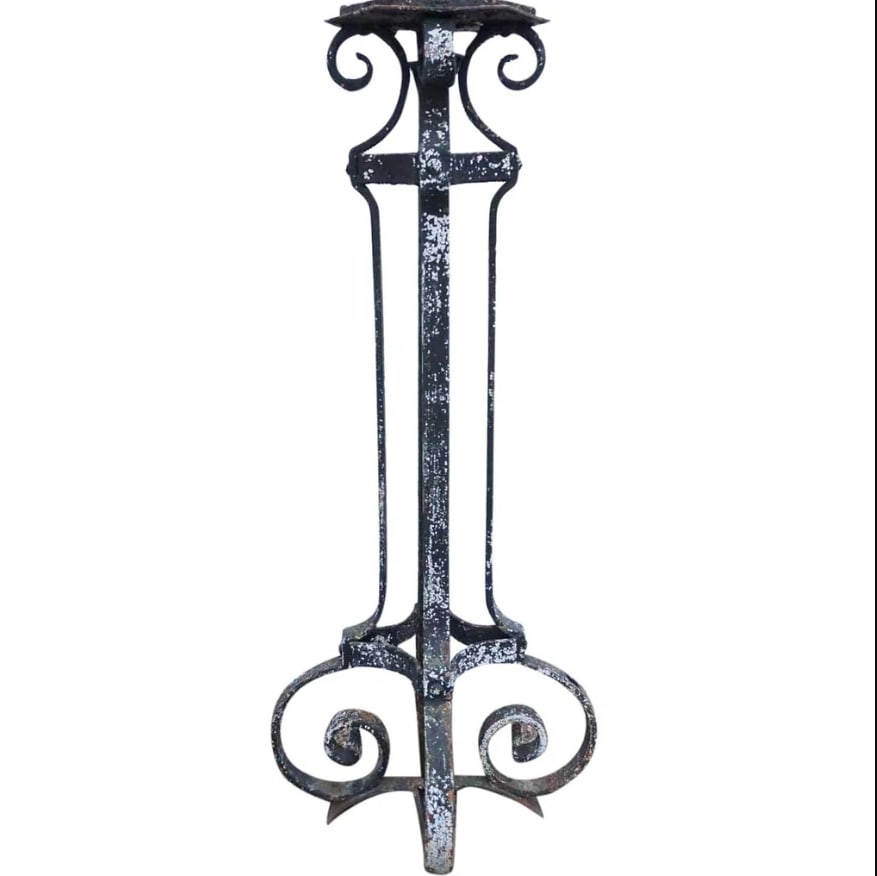 French Black Painted Wrought Iron Lamp Post 19th century (1 of 5)