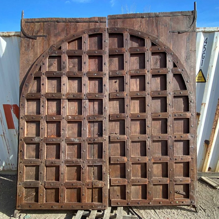 Monumental Indian Iron Mounted Teak Double Door (1 of 1)