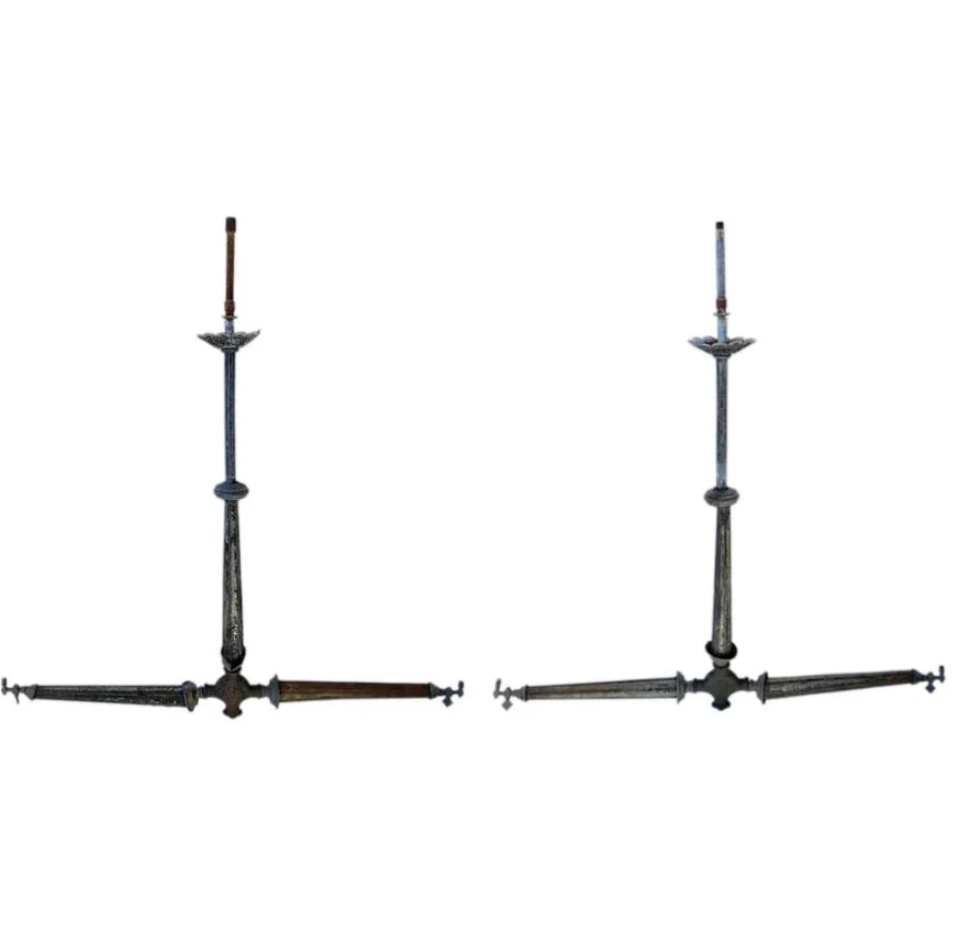 Pair American Colorado Victorian Zinc and Brass Gas Street Lights Components 1880s (1 of 3)