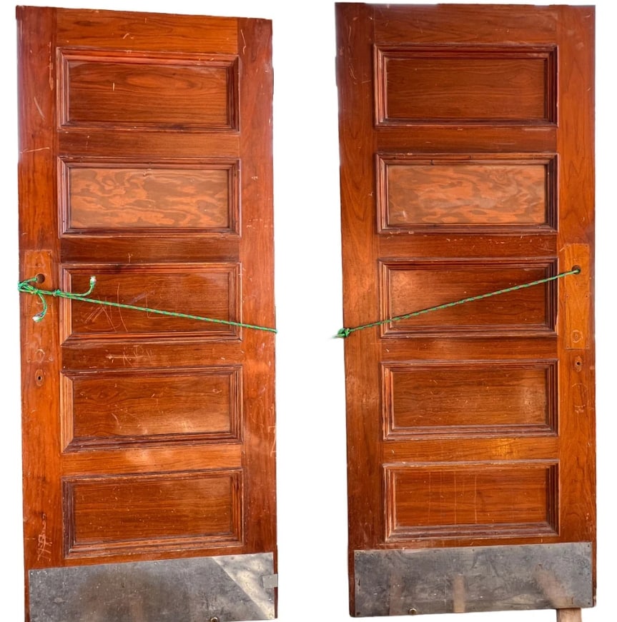 Two Vintage American Walnut Panelled Single Doors (1 of 2)