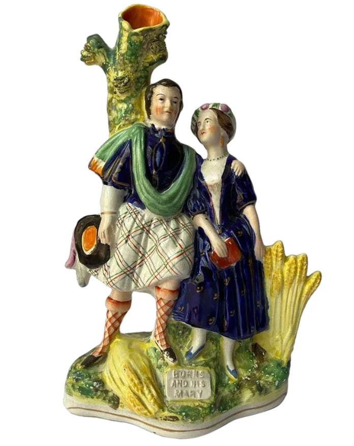 English Staffordshire Pottery Robert Burns and his Mary Spill Vase (1 of 6)