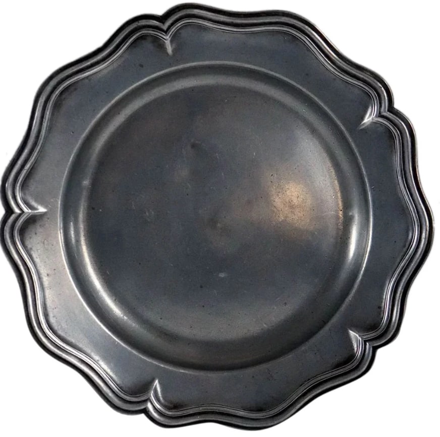 Large Vintage Continental Pewter Wavy Edge Plate (1 of 3)