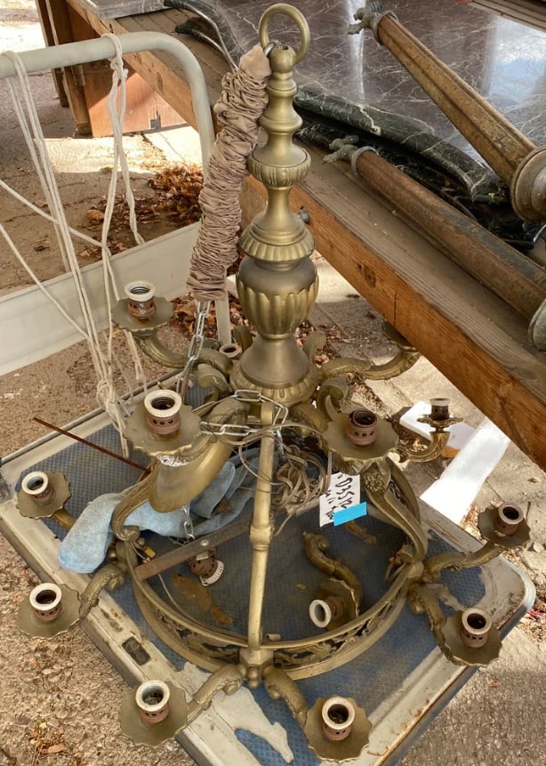 Large Vintage Argentine Brass and Alabaster 17-Light Chandelier (1 of 14)