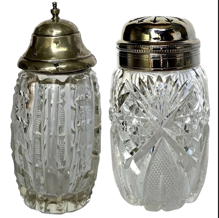 2 American Sterling Silver and Bright Cut Glass Muffineer / Sugar Shakers (1 of 9)