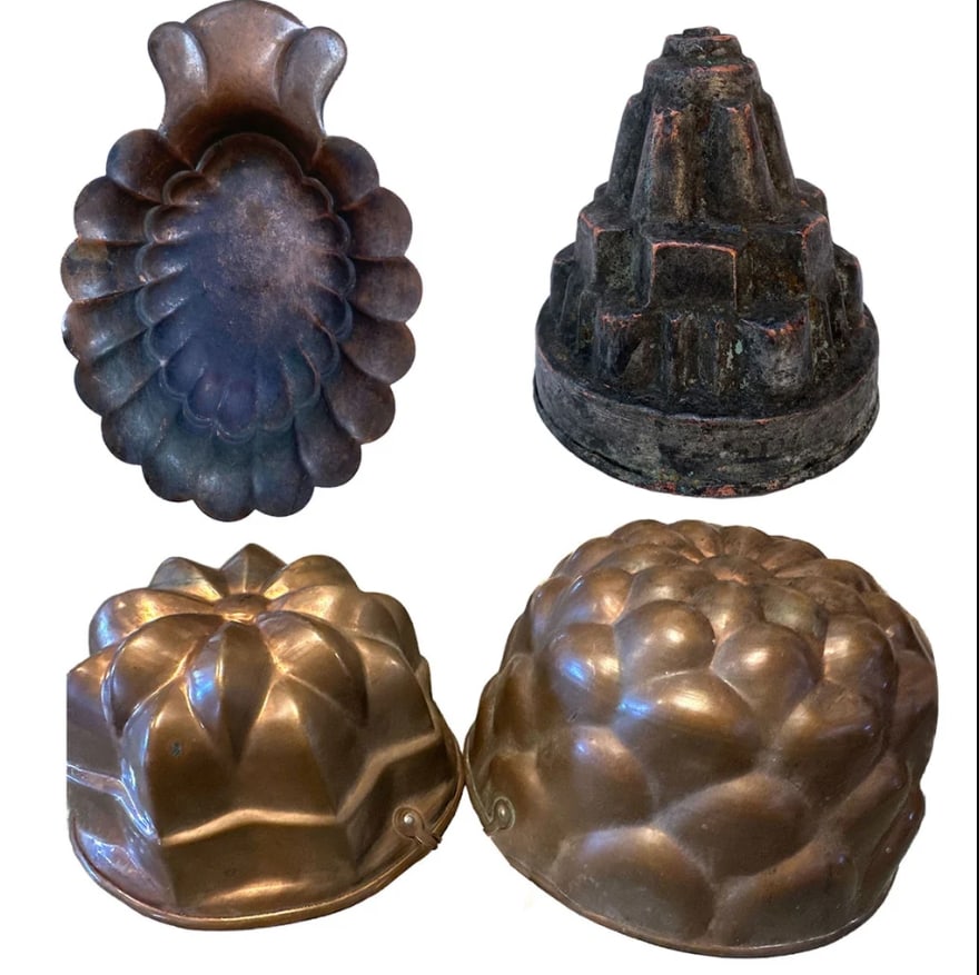 4 Vintage American Copper Shell-Form One-Handle Trinket Dish and Baking Molds (1 of 5)