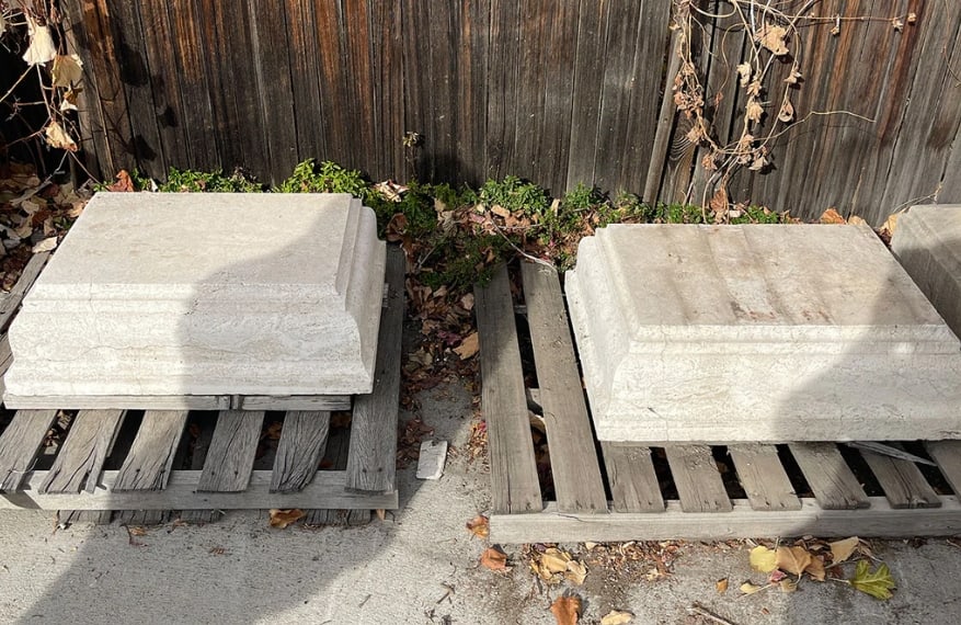 Pair of French Travertine Stone Square Architectural Pedestal Bases (1 of 2)