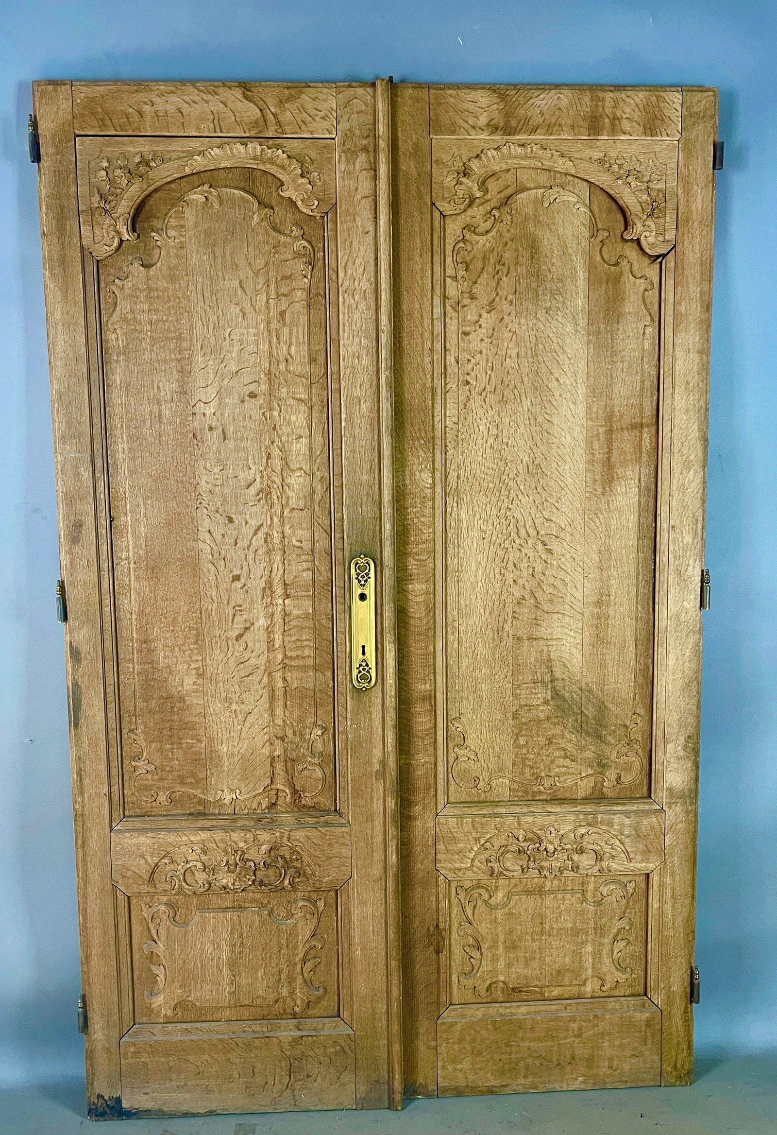 Pair of French Louis XV Oak Doors: 88"t x 28"w. France. Circa 1880.