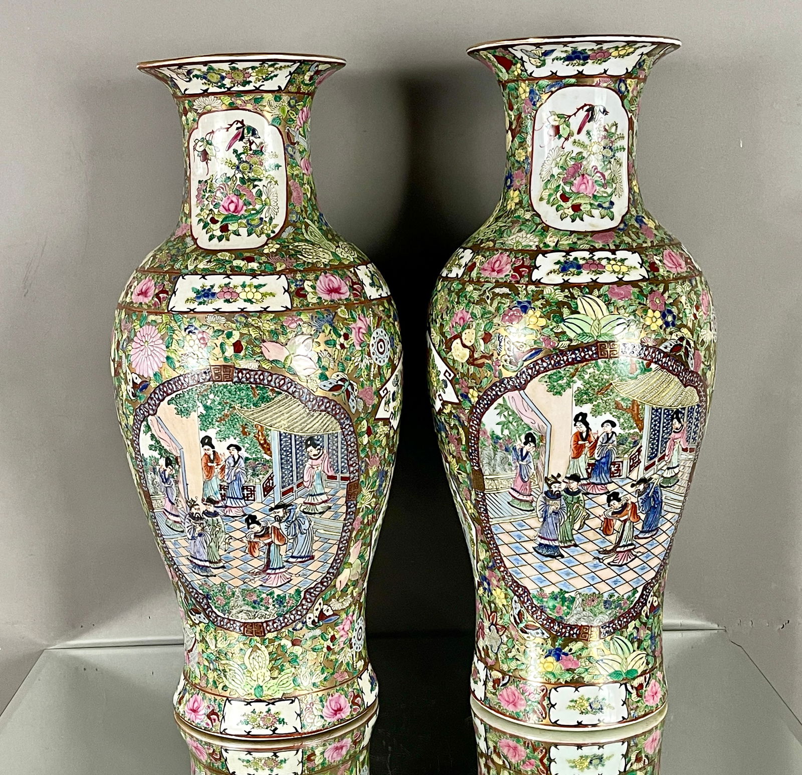 Pair of Porcelain Famille Rose China Vases (1 of 2)