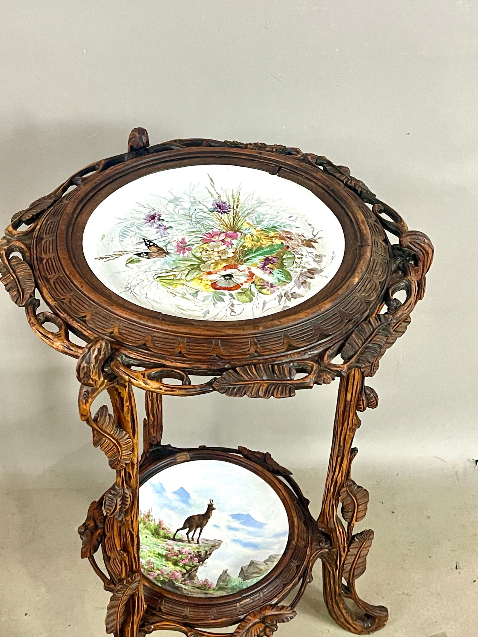 Rare 19th Century Black Forest Carved Side Table (1 of 6)