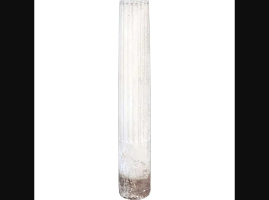 Small American Neoclassical Limestone Fluted Architectural Pillar Column (1 of 3)