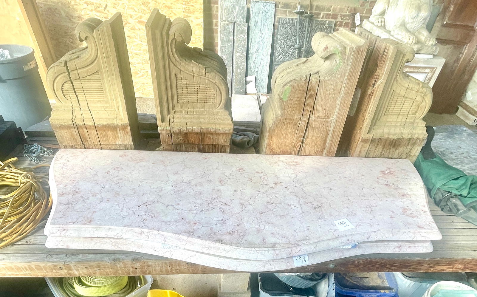 (2) Italian Pink Marble Stone Table Tops (1 of 1)