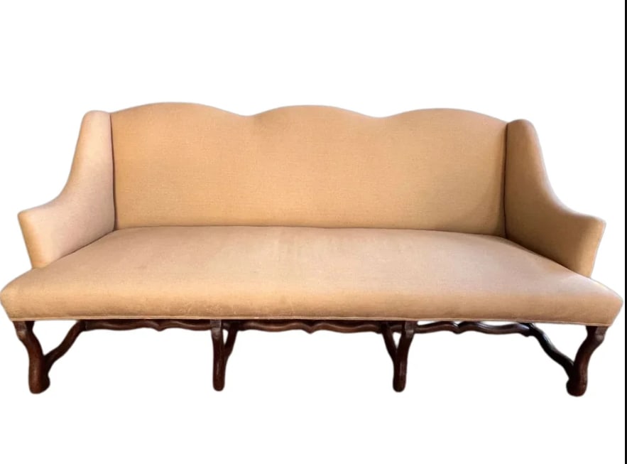 French Louis XIII Walnut Linen Upholstered Oak Settee 1700s (1 of 6)