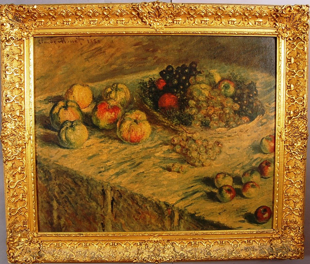 Claude Monet Still Life: Print on textured board. Gilted frame. 34" x 29" Ca. 1920Sallie P. Kimbrough estate