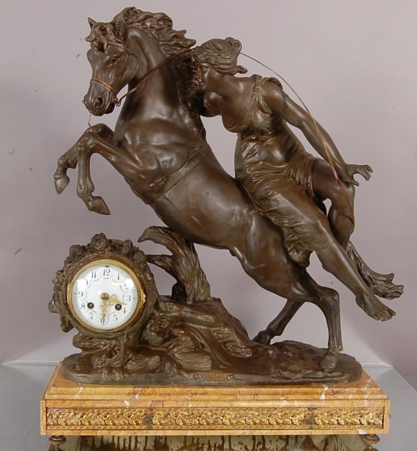 French Louis XVI style figural mantel clock