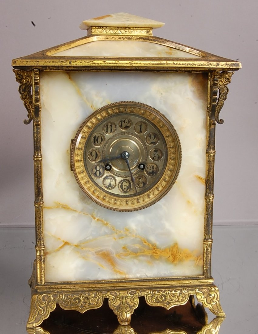 French Bronze & Onyx mantel clock