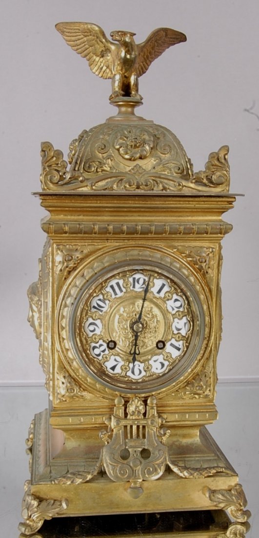French Louis XIV style bronze mantel clock