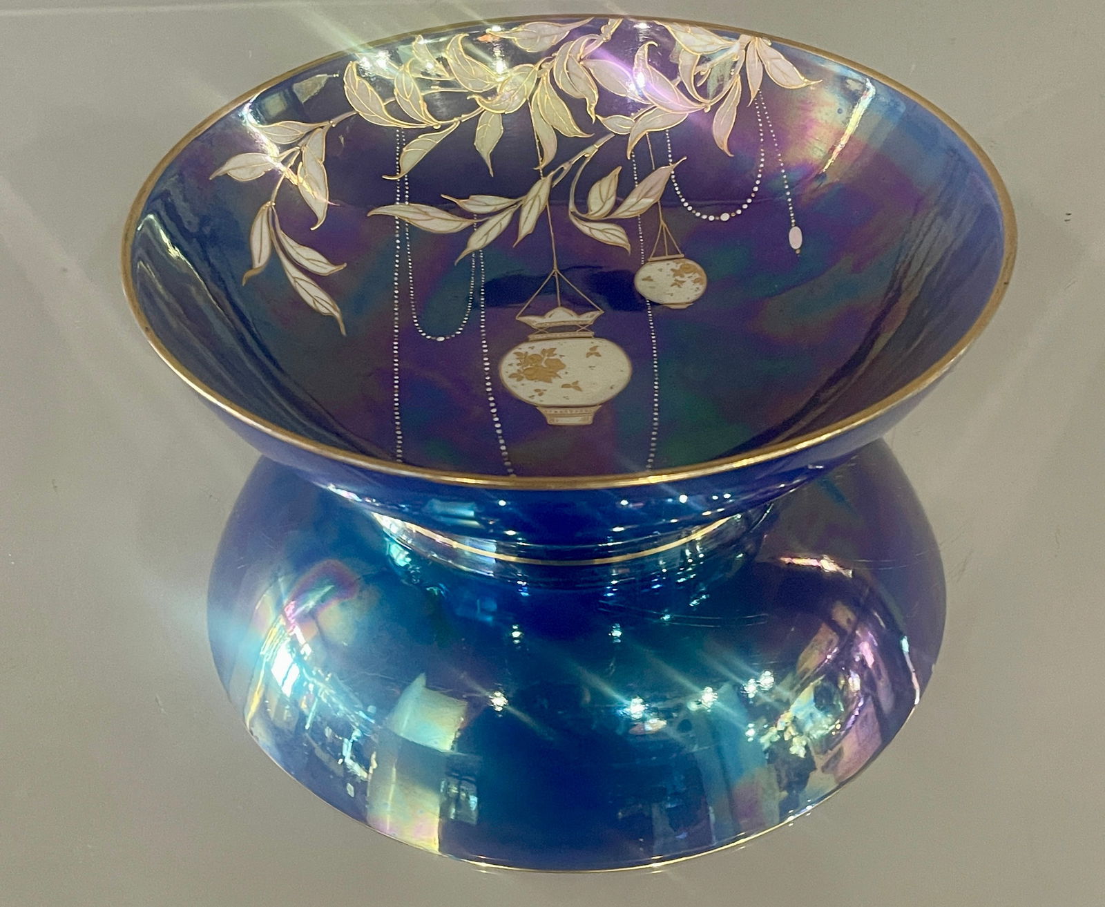 Walter Slaten for Shelley English Art Pottery Bowl: Marks: artist signed Shelley DIMENSIONS: 3"t x 10 1/2"w ORIGIN: England CIRCA: 1910.