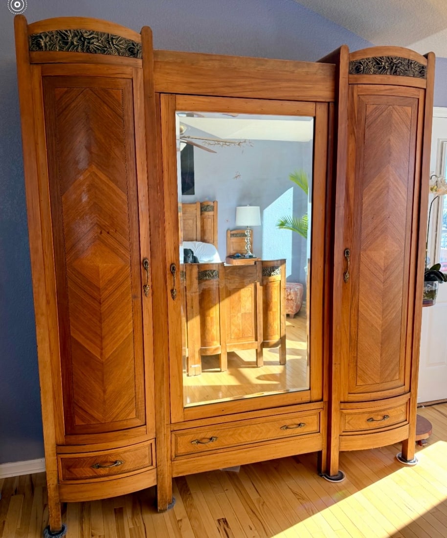 French Art Deco Walnut Marquetry Armoire (1 of 1)