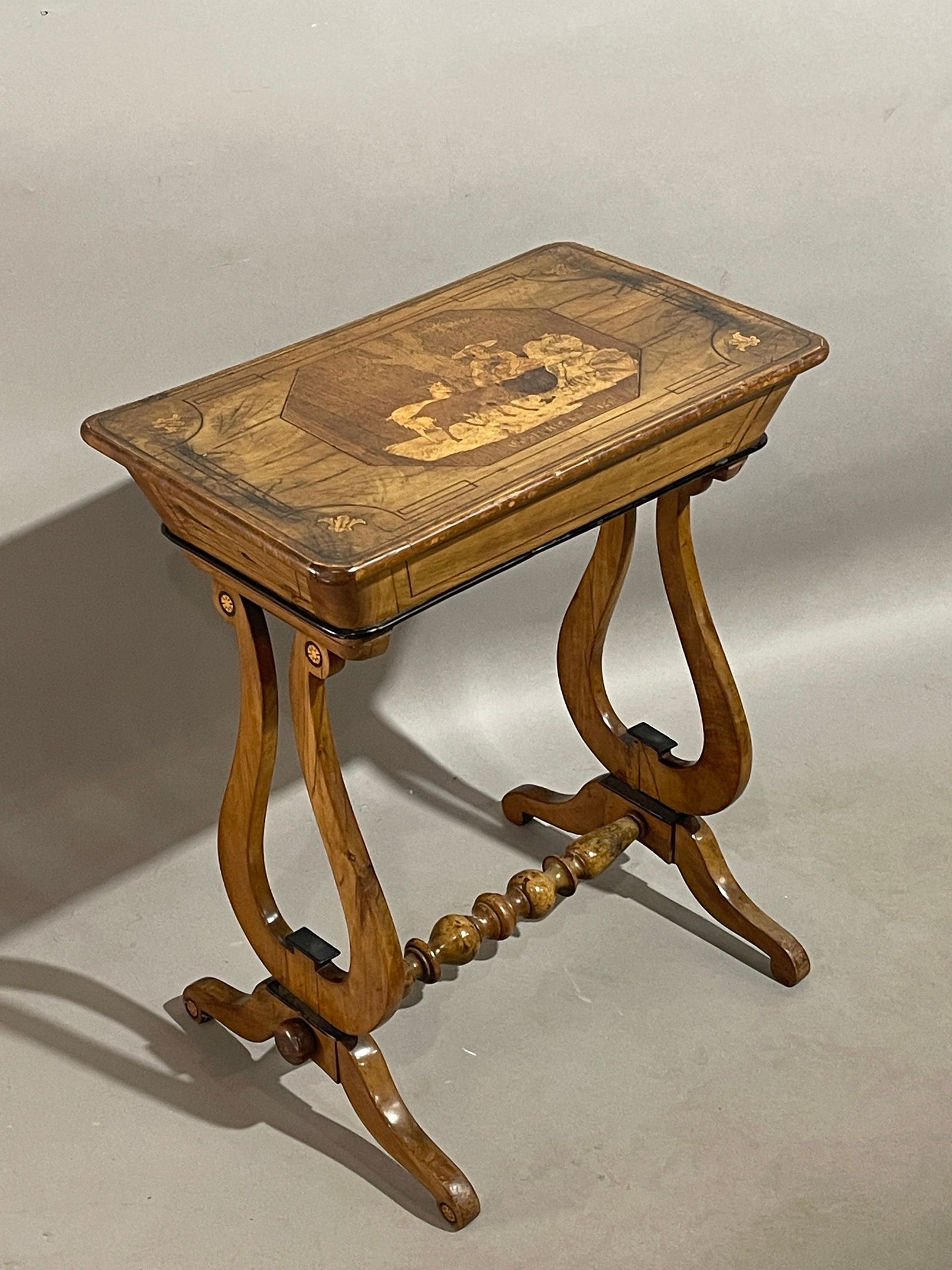 Biedermeier Inlaid Walnut & Fruitwood Work Table (1 of 6)