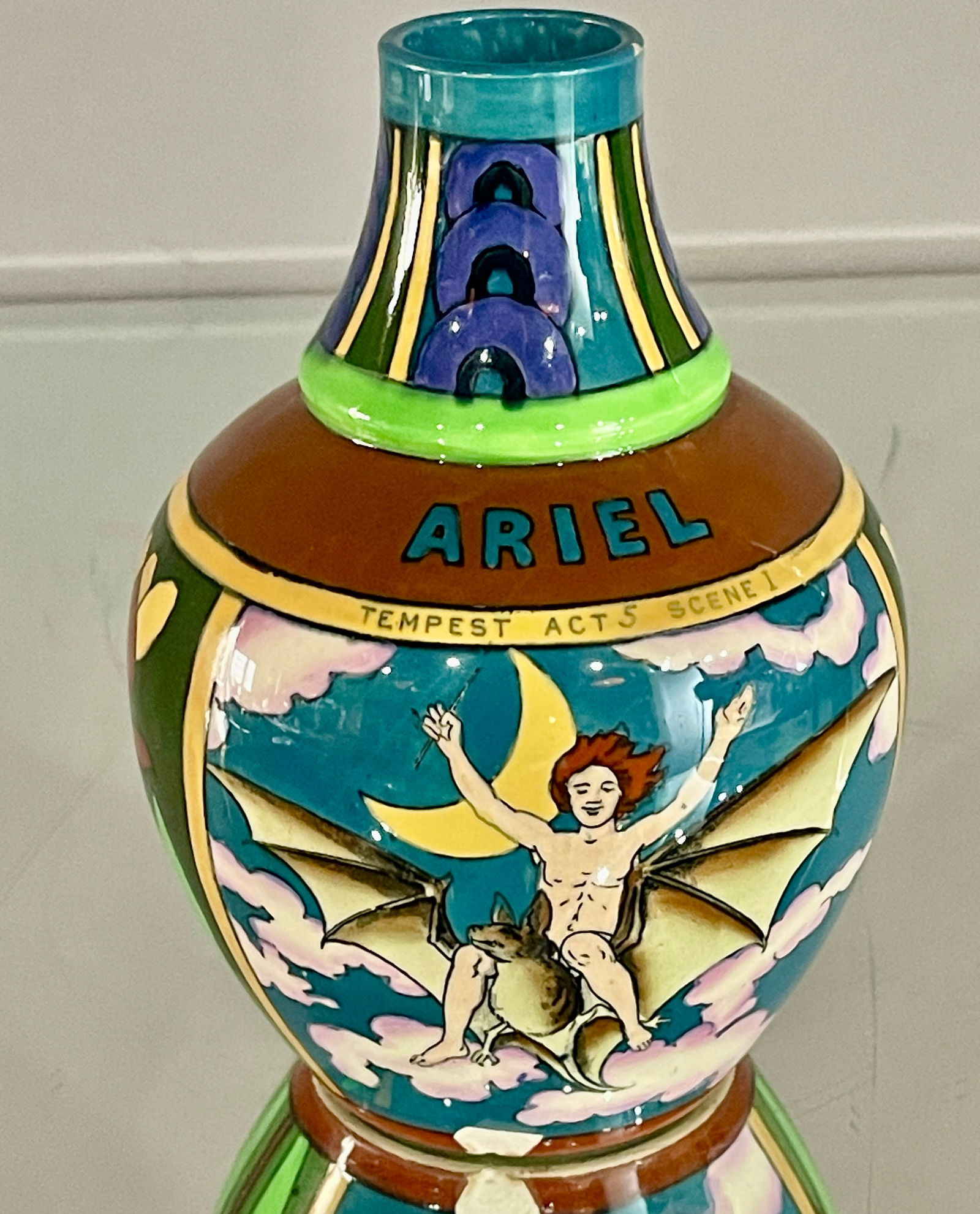 A Mid-Summer Nights Dream Foley "Intarsio" Vase: By Frederick Rheed DIMENSIONS: 6" x 4 1/2" ORIGIN: England CIRCA: 1900.