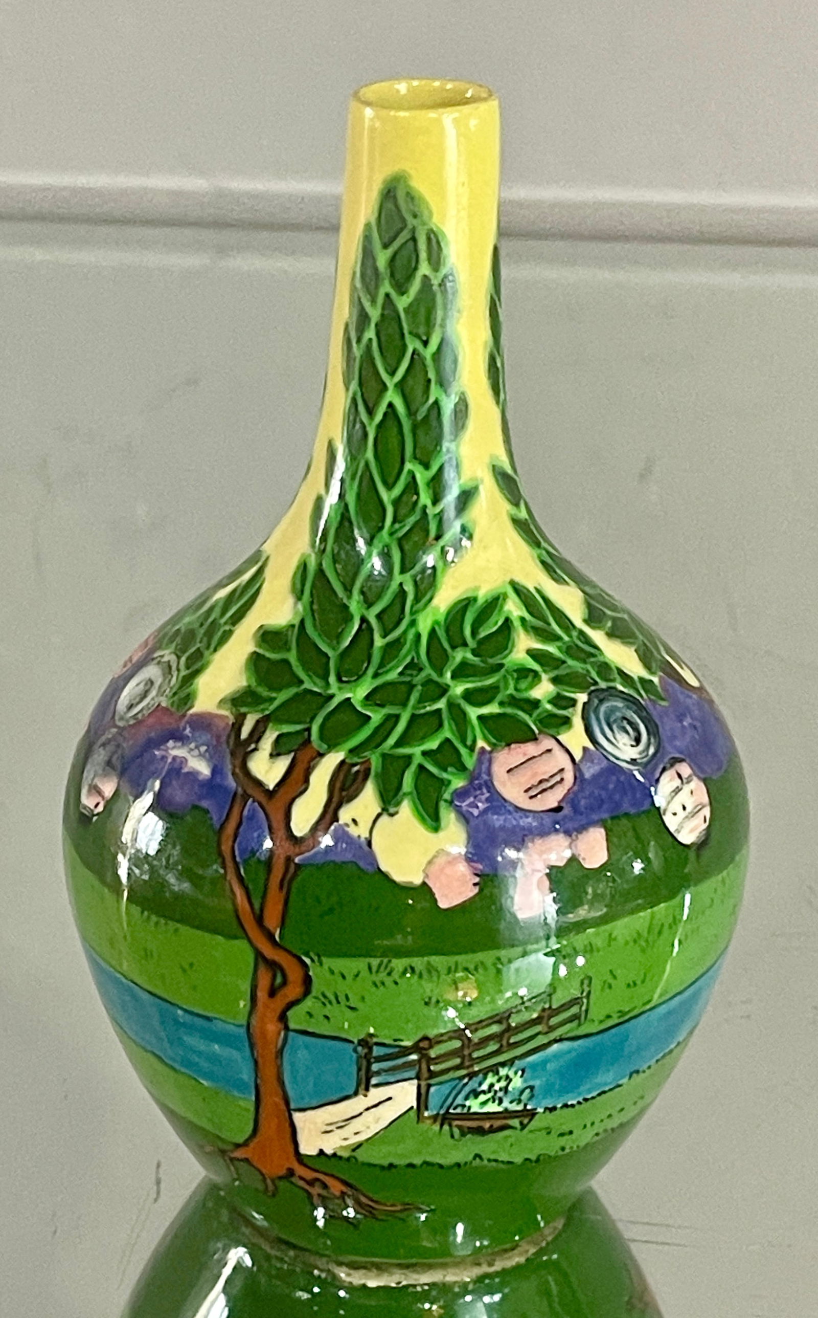 Art Nouveau Foley "Intarsio" Bird Vase (1 of 2)