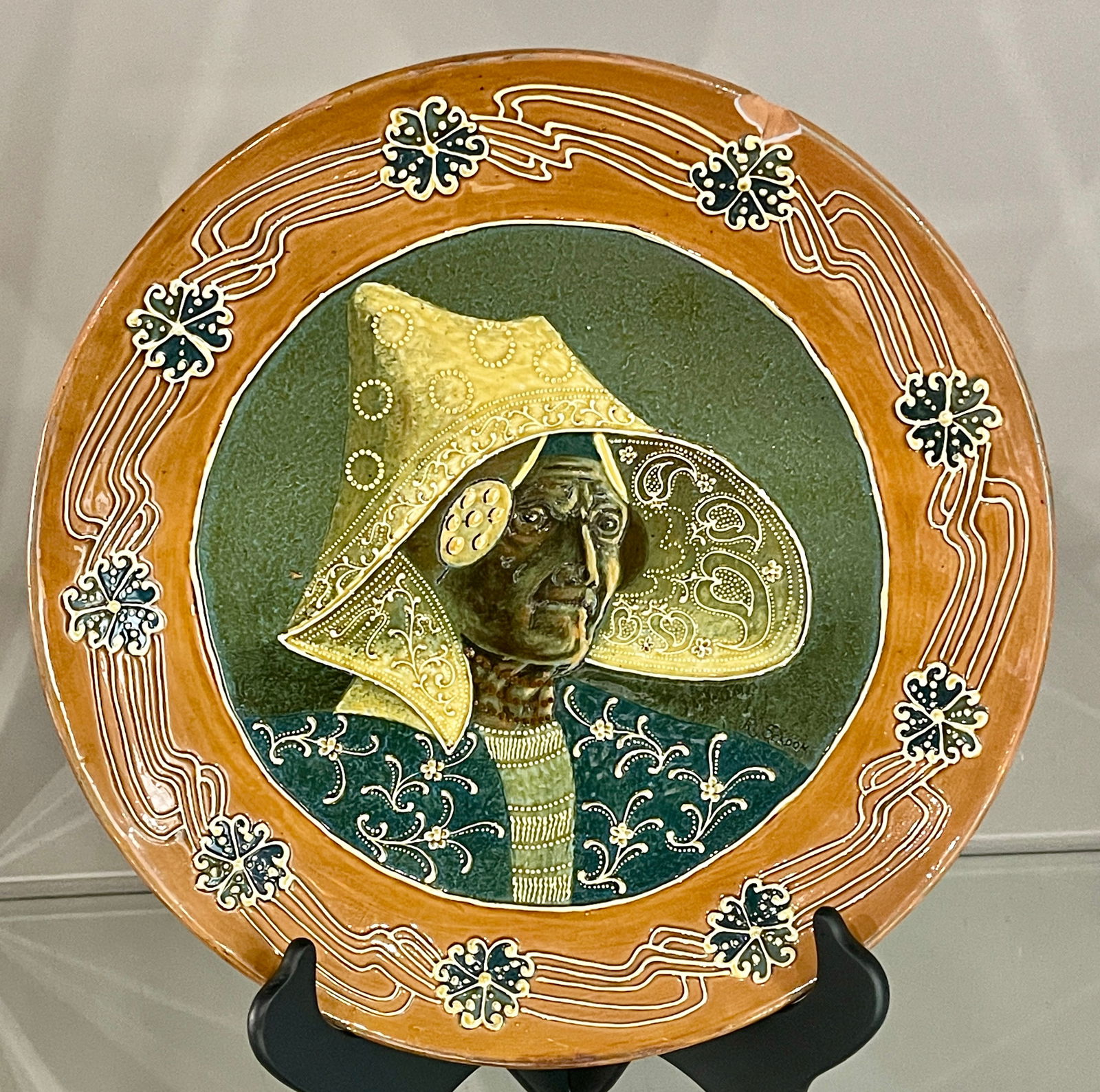 The Foley "Fainece" Charger "Lady": MARKS: artist signed by R. Seadon CONDITION: chip on top rim of charger DIMENSIONS: 14"d ORIGIN: England CIRCA: 1920.