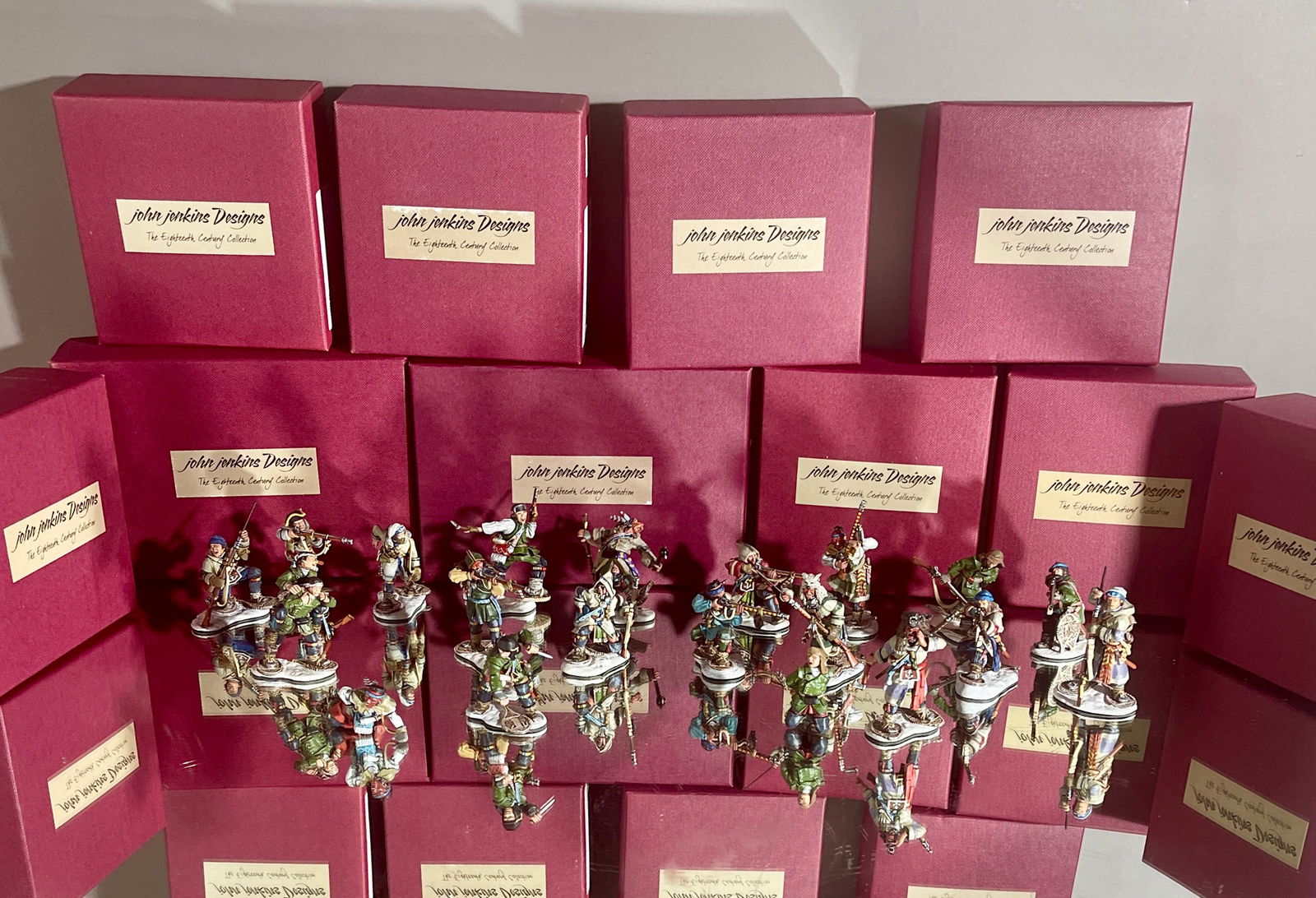 20 John Jenkins Cast Toy Soldiers: with boxes. DIMENSIONS: 2 1/2"t ORIGIN: China CIRCA: 2010.