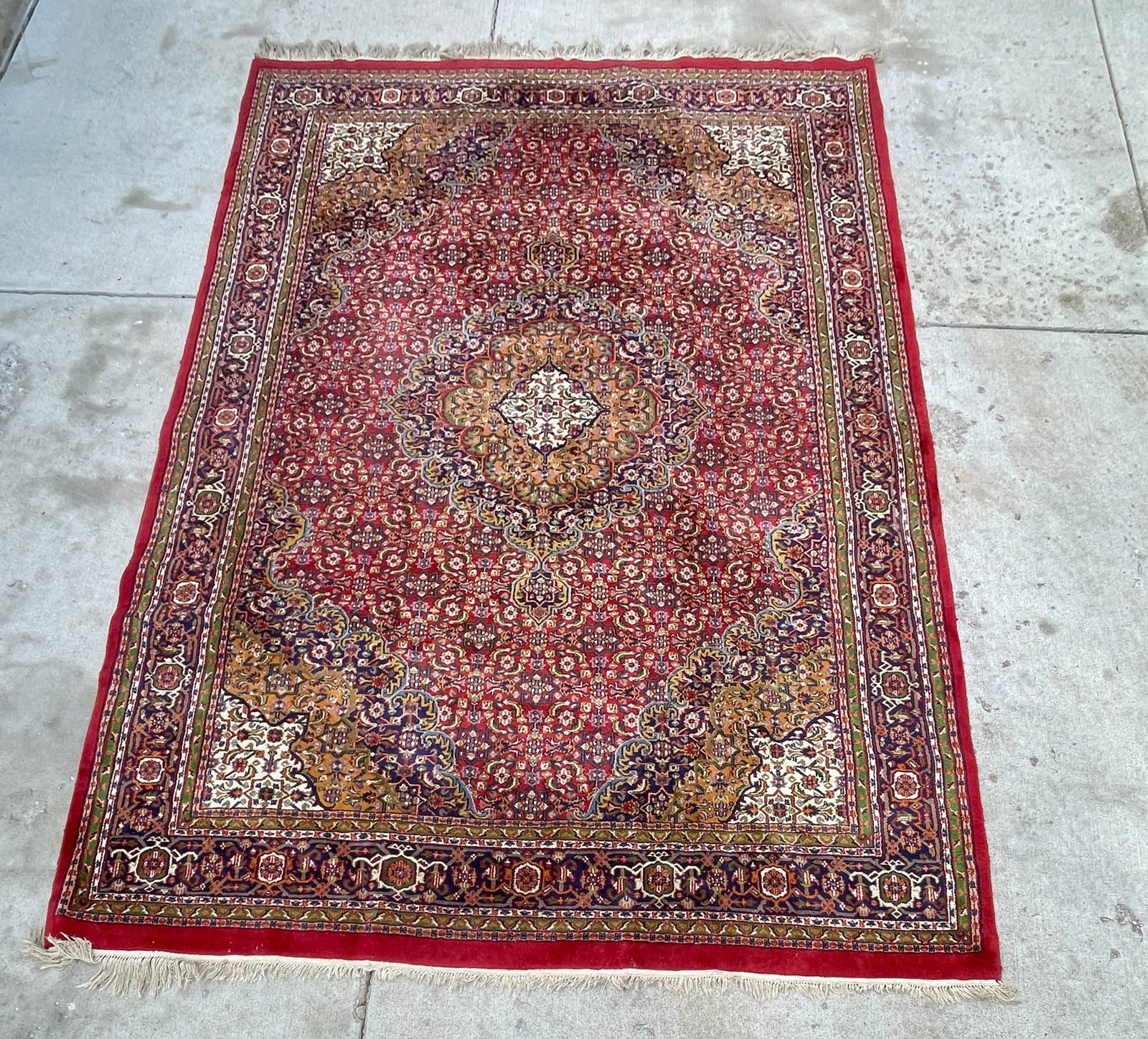 Rare Semi-Antique Persian Silk Kashan Carpet: Hand tied. DIMENSIONS: 11'8" x 8'2" CIRCA: 1950.