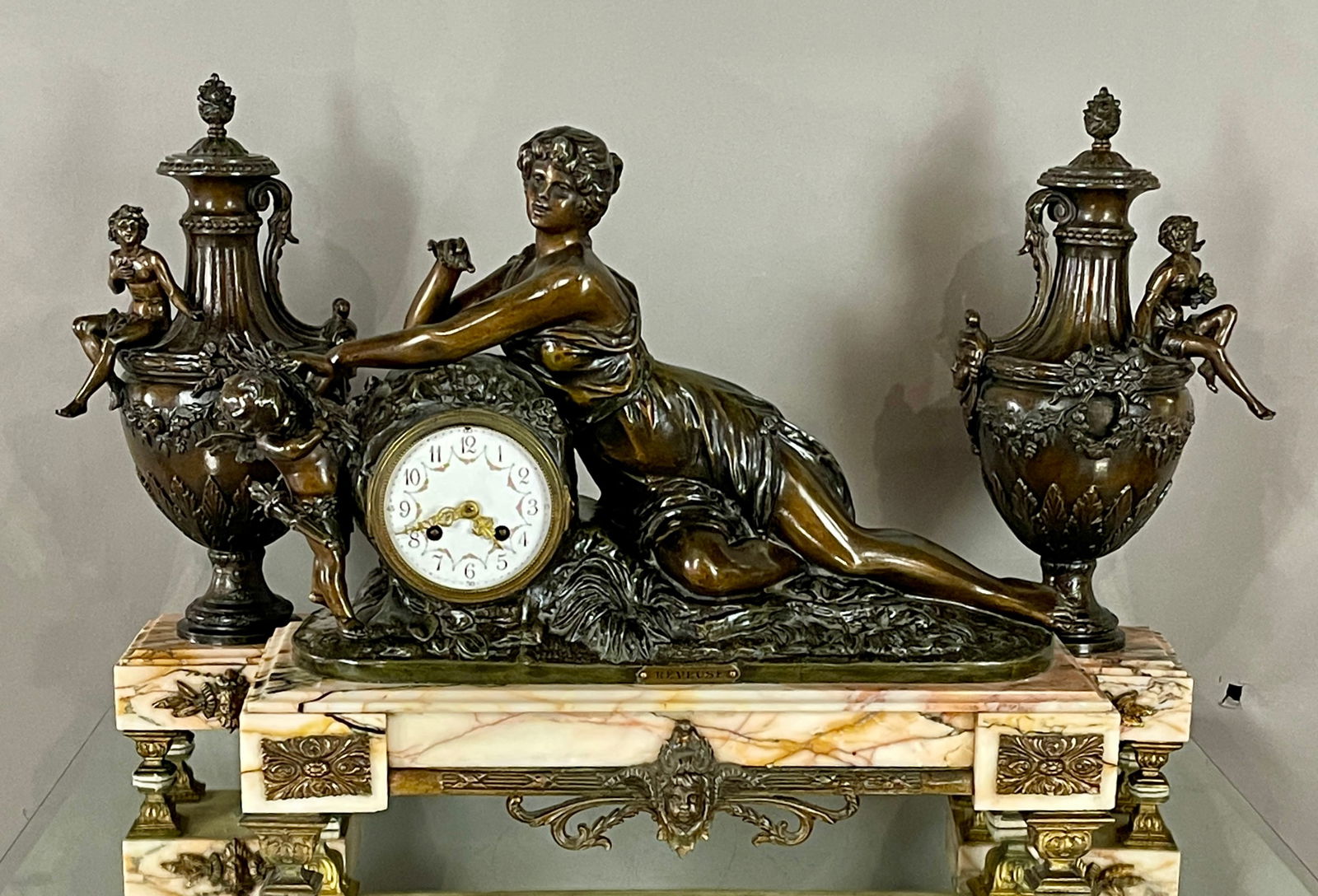 19th Century French Louis XV 3 Piece Clock Set (1 of 18)