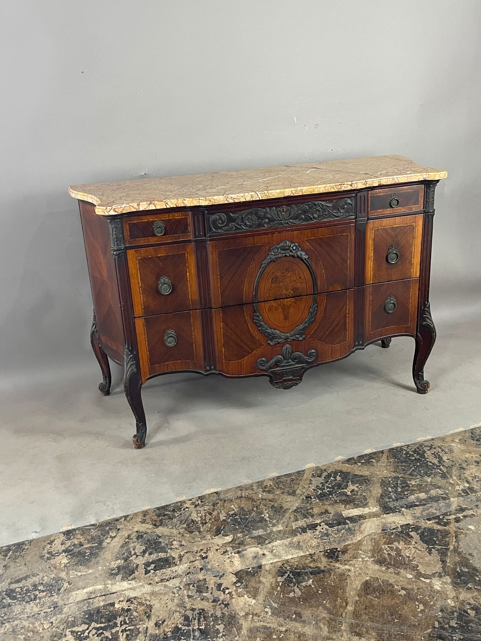French Louis XV Style Marble Top Chest (1 of 4)
