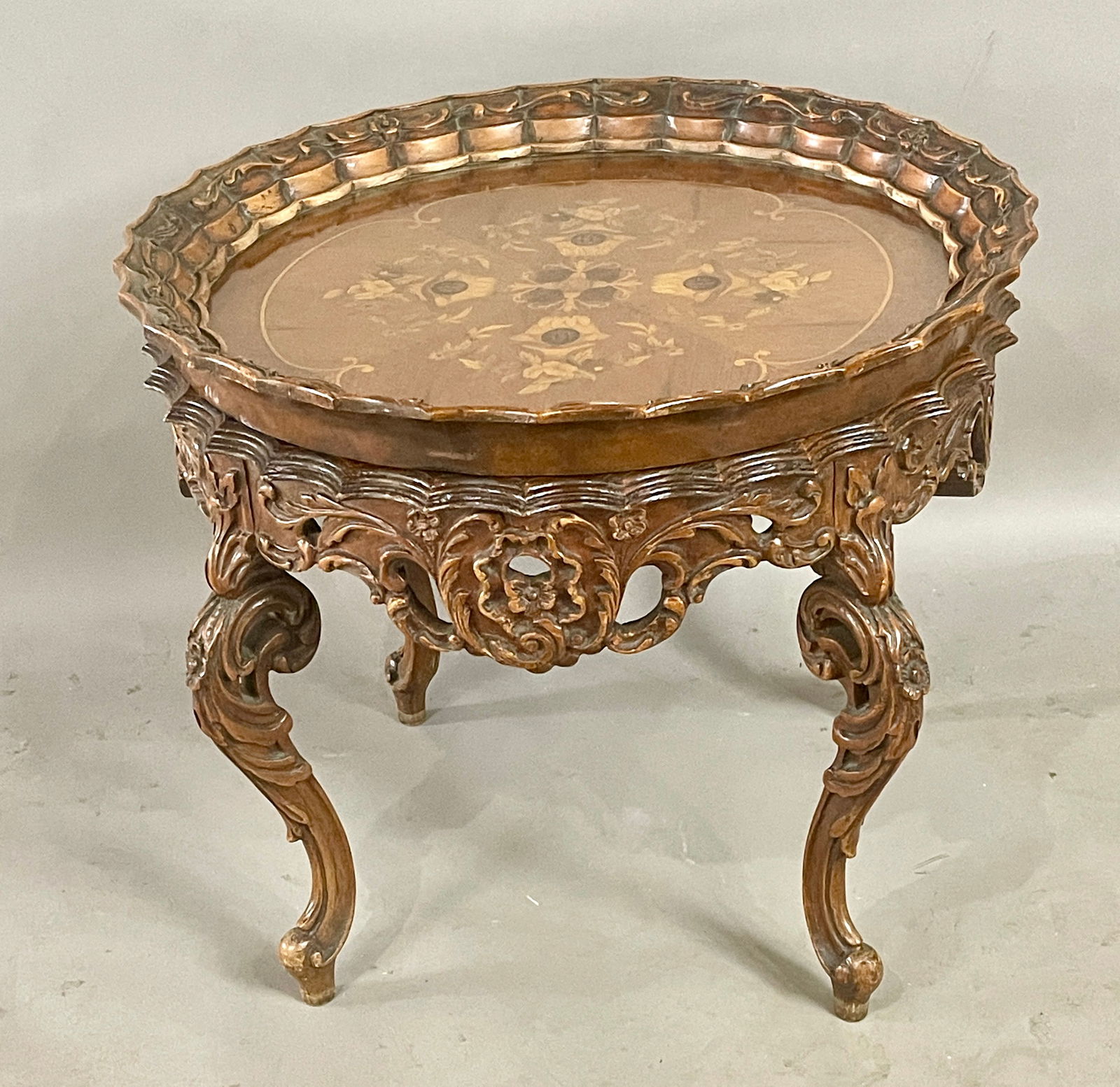 Vintage Italian Walnut Marquetry Side Table (1 of 3)