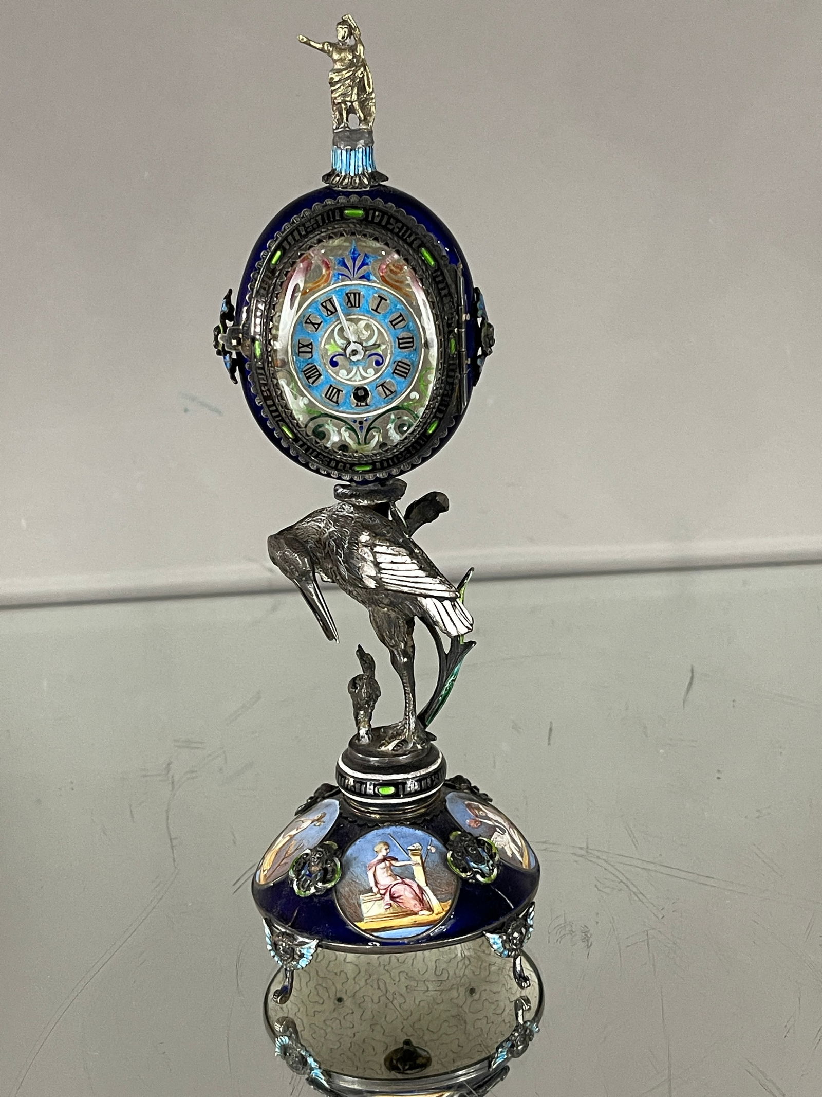 Venetian Enameled Silver Renaissance Sytle Clock (1 of 13)
